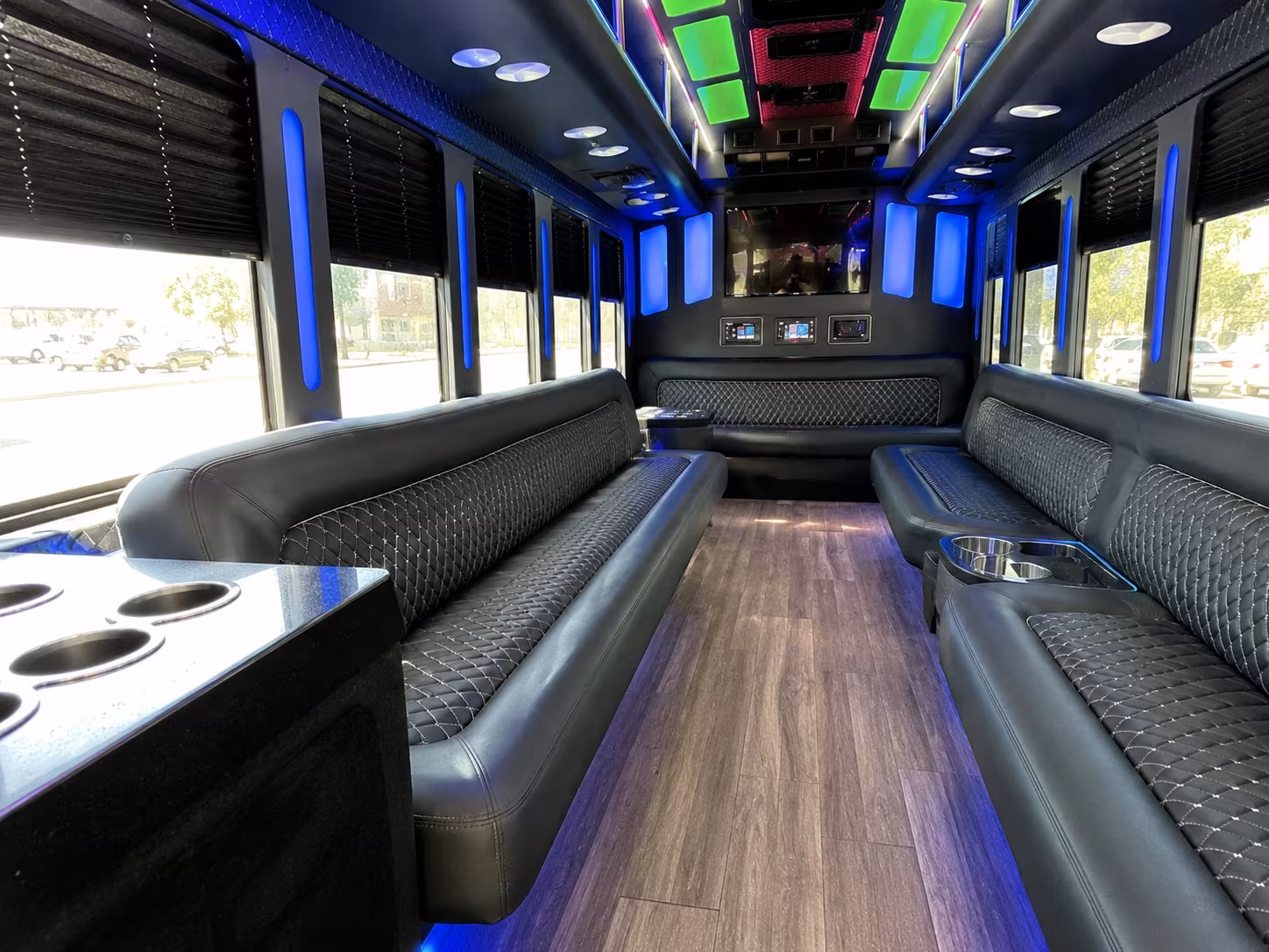 greenacres 15 passenger party bus inside