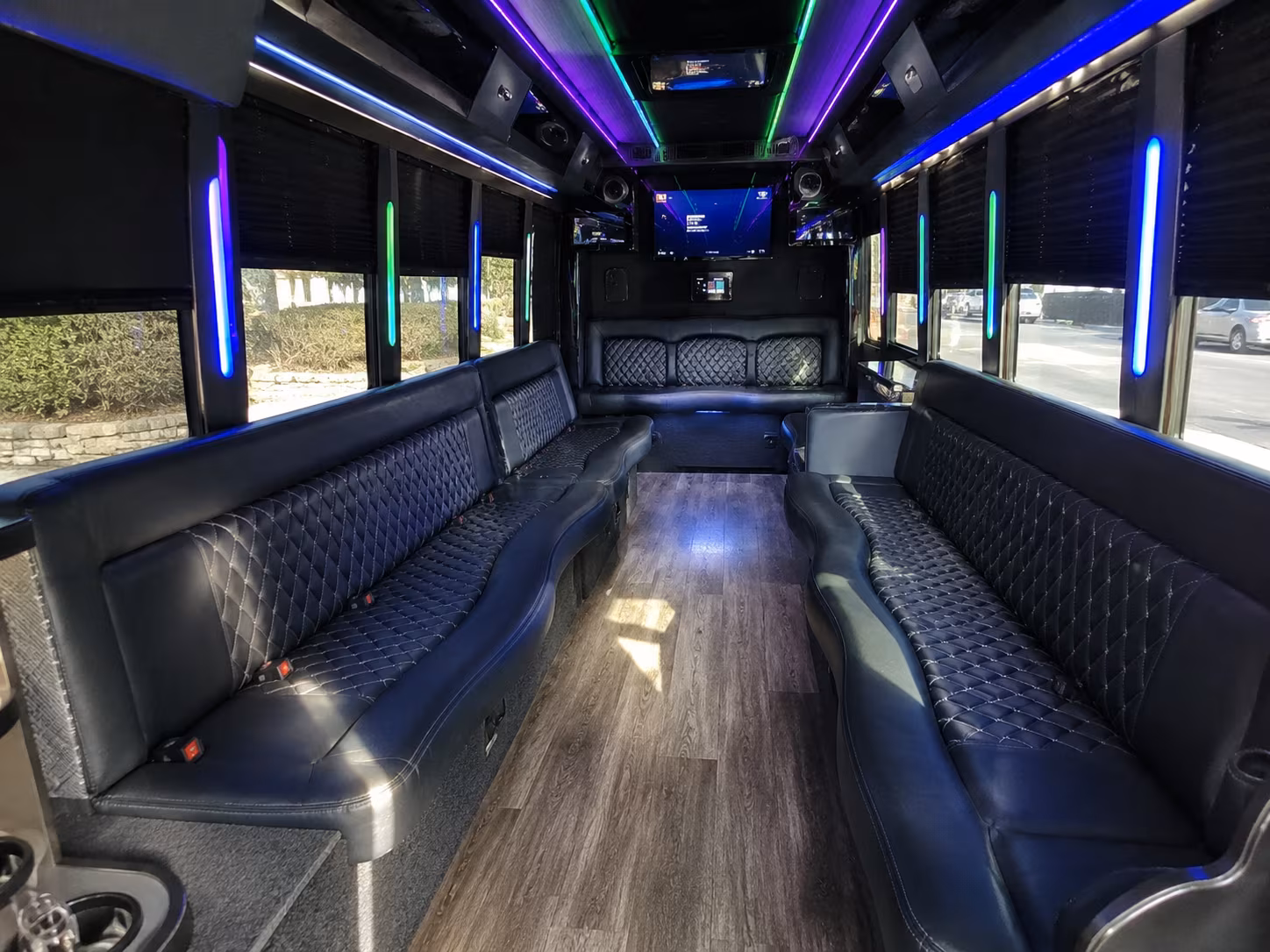 greenacres 15 passenger party bus interior