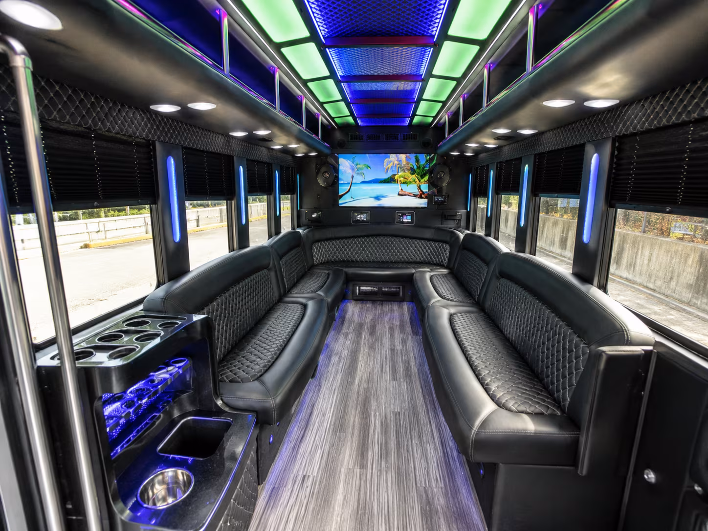 greenacres 18 passenger party bus inside