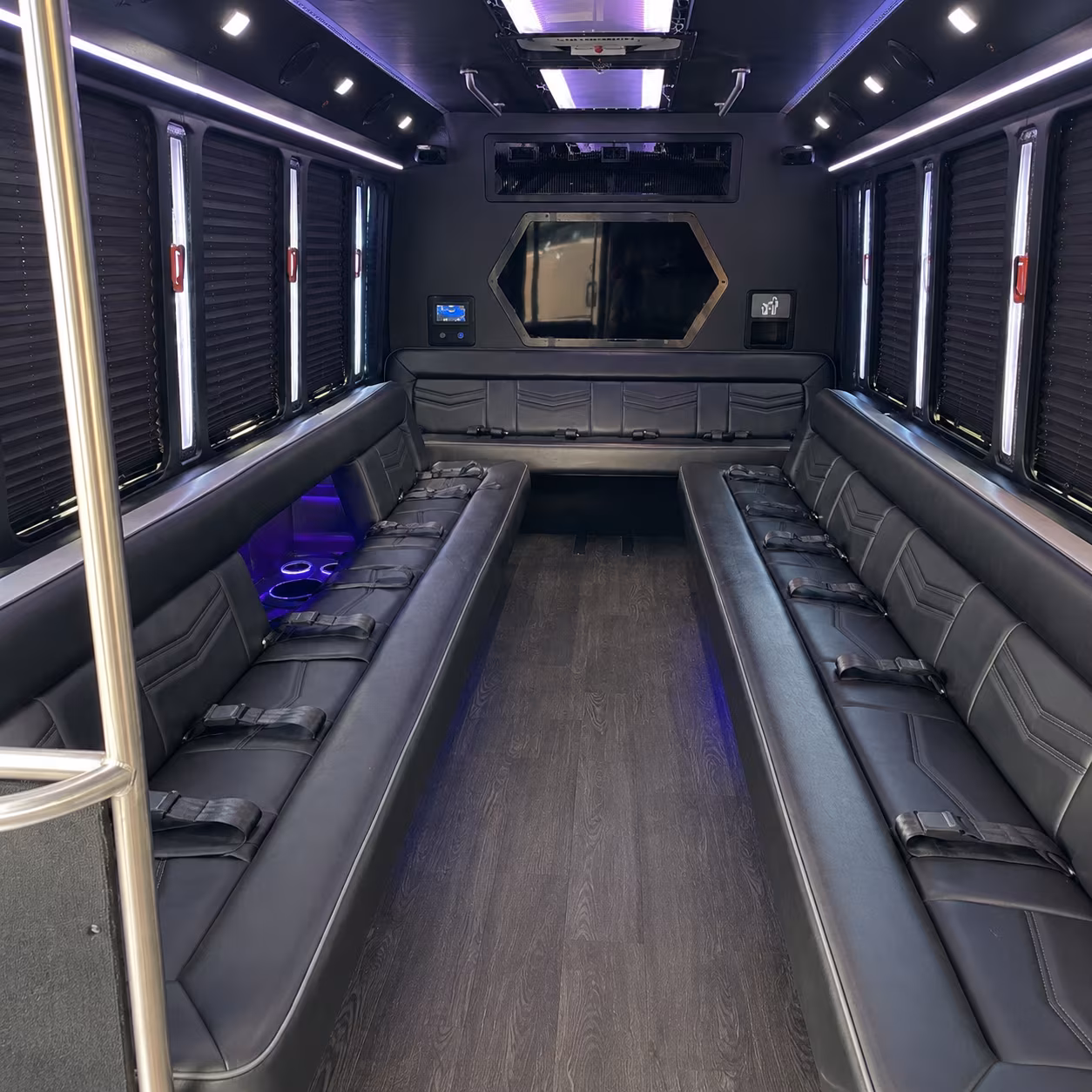 greenacres 18 passenger party bus interior
