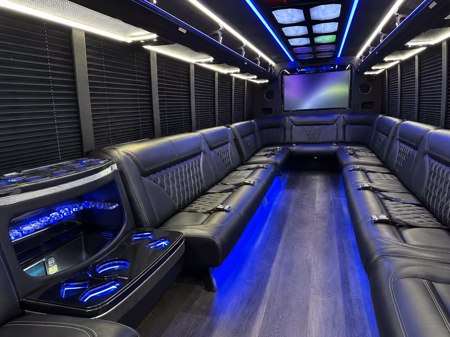 greenacres 20 passenger party bus inside