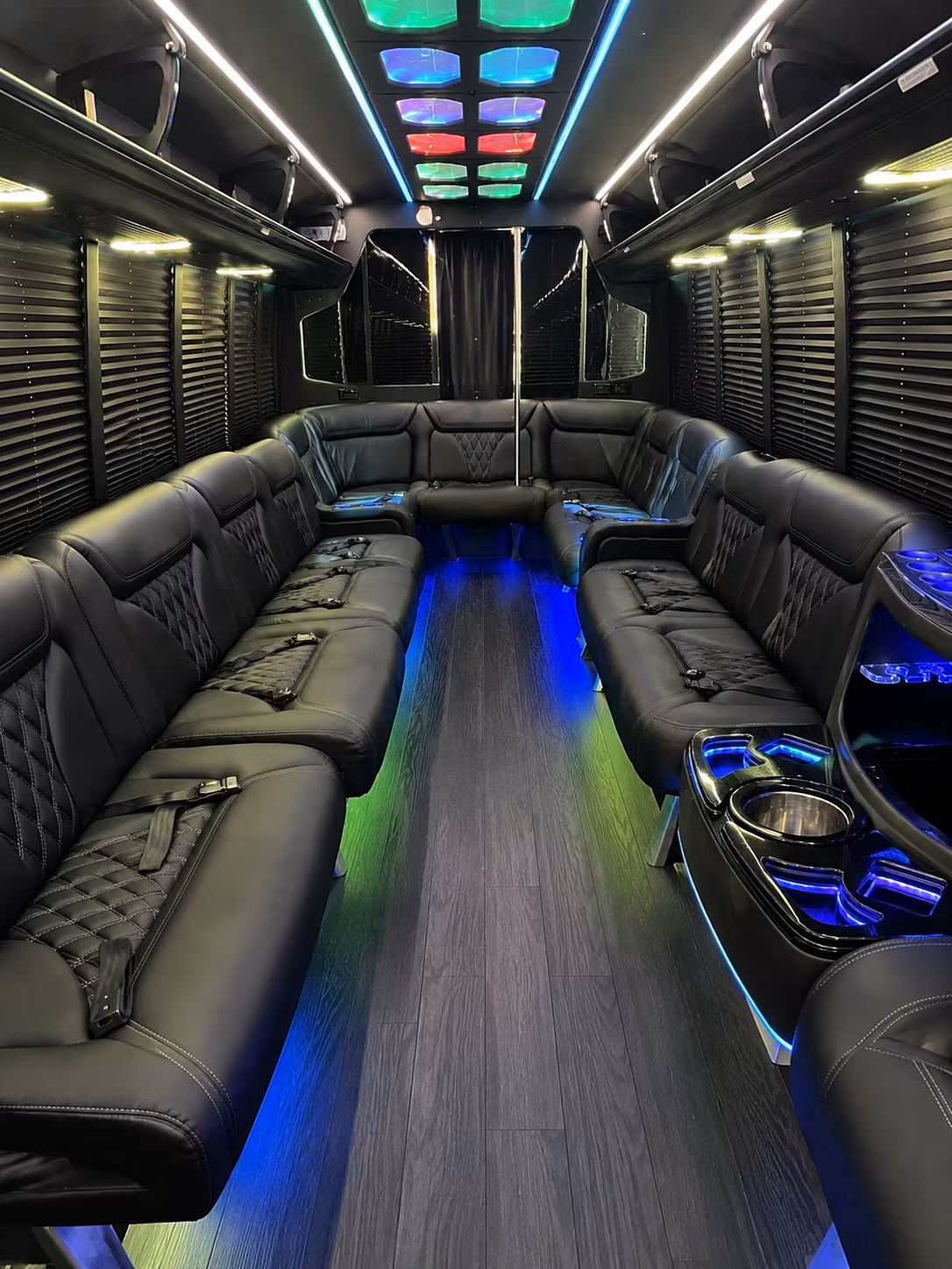 greenacres 20 passenger party bus interior
