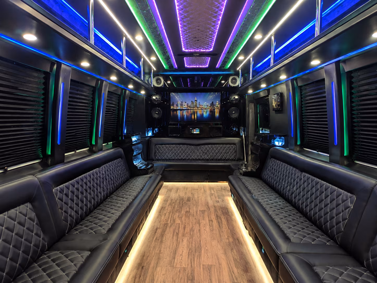 greenacres 25 passenger party bus interior