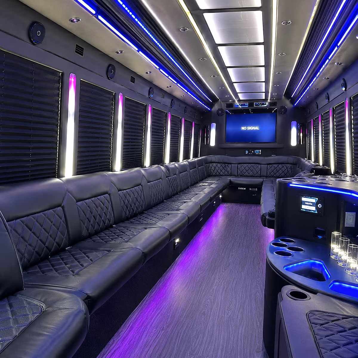 greenacres 30 passenger party bus inside