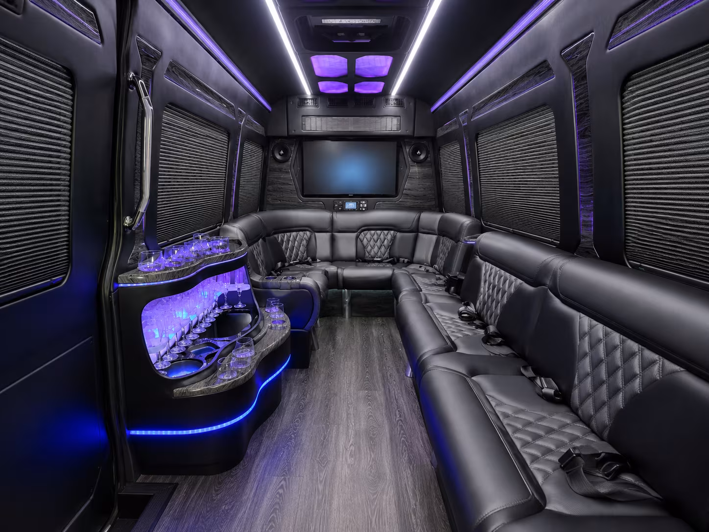 greenacres 40 passenger party bus inside