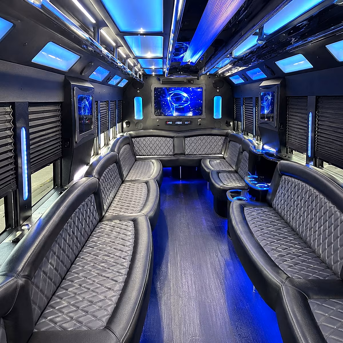 greenacres 50 passenger party bus interior