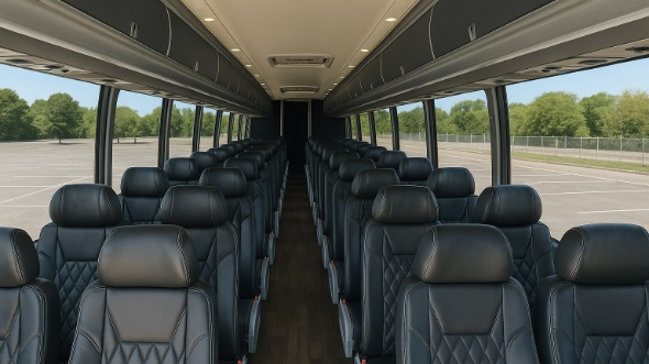 Interior of Charter Bus Company Greenacres's 50 Passenger Charter Bus in Greenacres