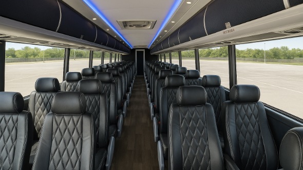 Interior of Charter Bus Company Greenacres's 54 Passenger Charter Bus in Greenacres
