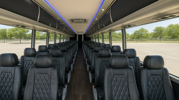 Interior of Charter Bus Company Greenacres's 55 Passenger Charter Bus in Greenacres