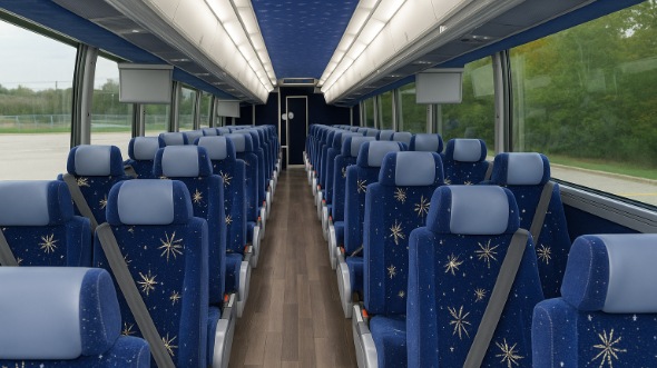 Interior of Charter Bus Company Greenacres's 56 Passenger Charter Bus in Greenacres