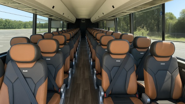 greenacres 55 passenger charter bus inside