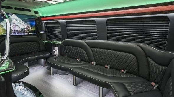 Interior of Charter Bus Company Greenacres's Sprinter Limo in Greenacres