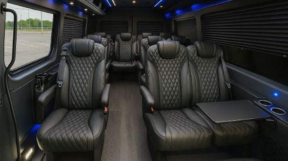 Interior of Charter Bus Company Greenacres's Sprinter Van Rental With Driver in Greenacres